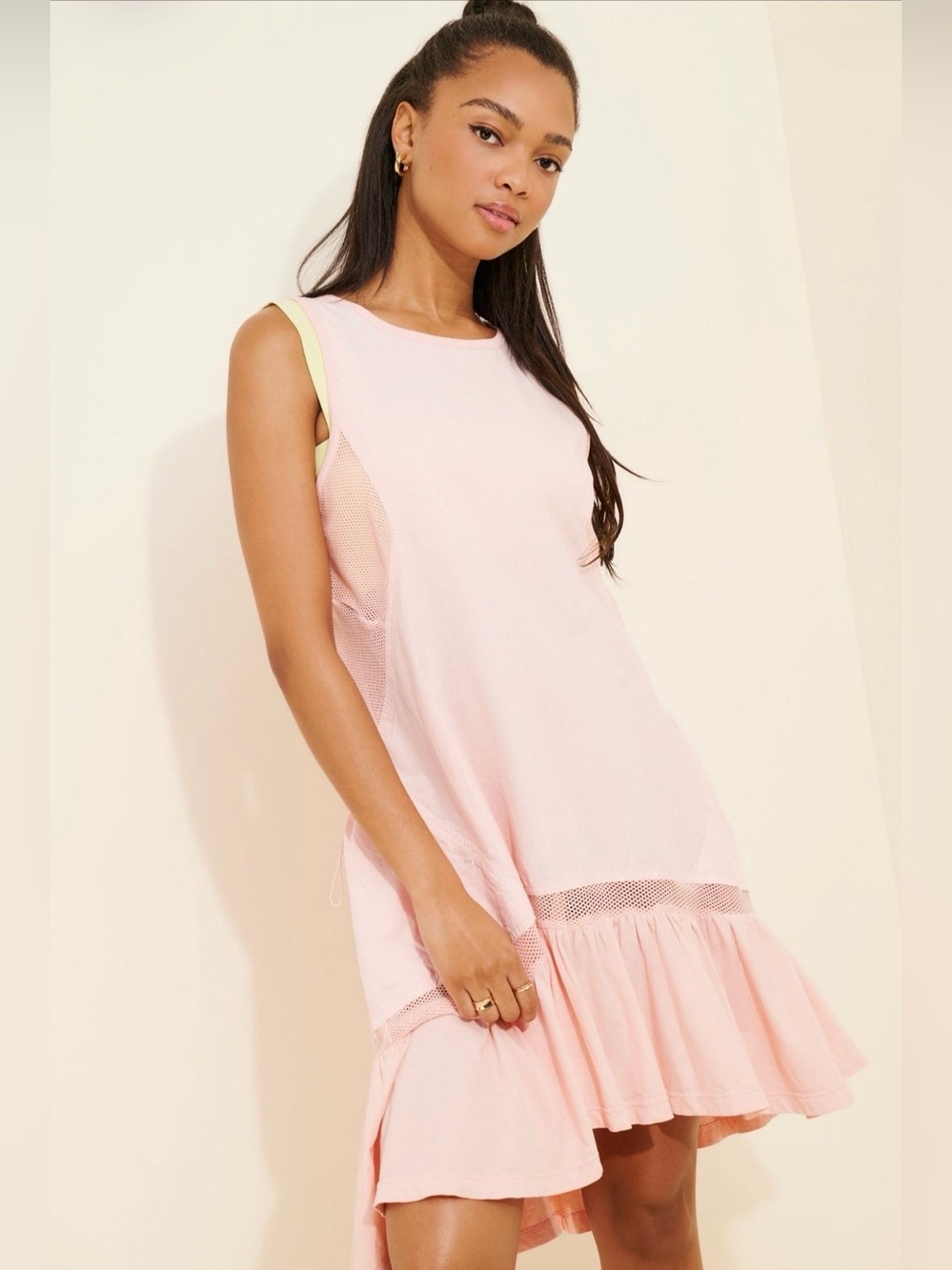 Anthropologie Pink Daily Practice Hill Up Midi dress Size XS